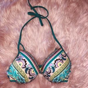 Shade & Shore Beaded Paisley Turquoise Bikini Top